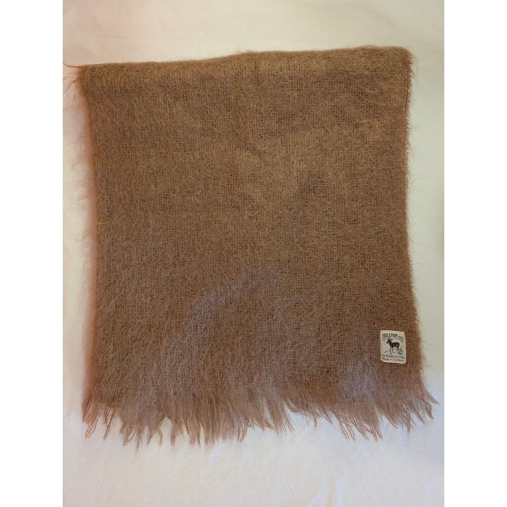 Vintage Hilltop Mohair Wool Scarf Light Brown 73 Inches